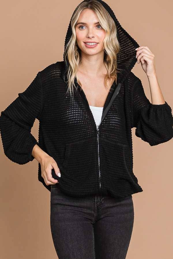 BLACK ZIP-UP HOODIE