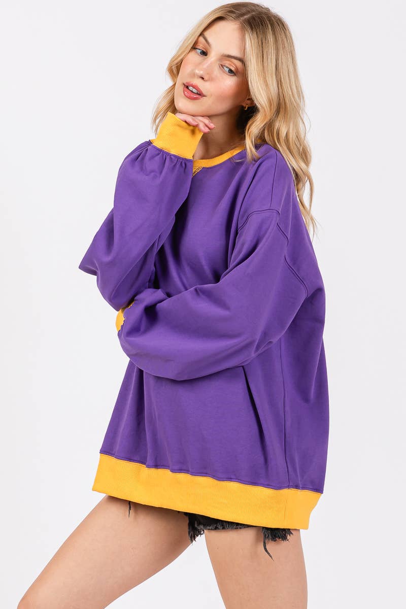 PURPLE/YELLOW GAME DAY FRENCH TERRY SWEATSHIRT
