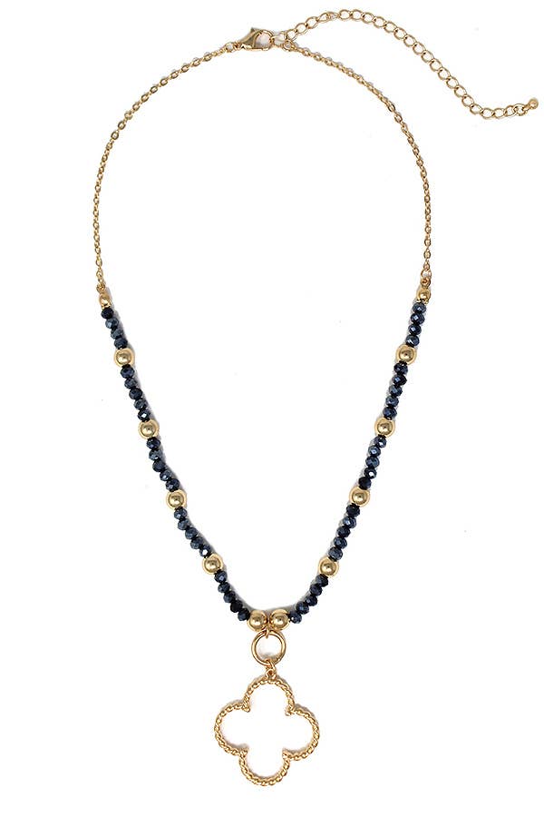 QUATREFOIL STONE BEAD NECKLACE