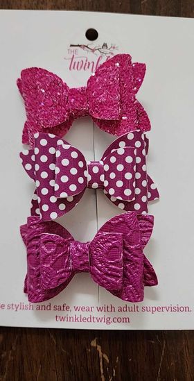 3 Pack Leather Bows - Multi