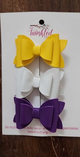 3 Pack Leather Bows - Multi