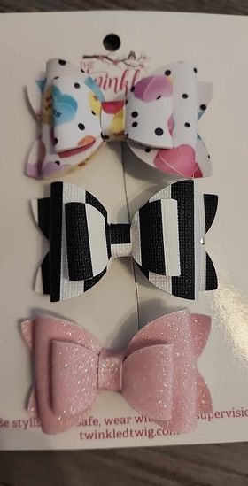 3 Pack Leather Bows - Multi