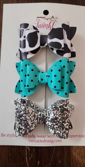 3 Pack Leather Bows - Multi