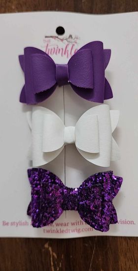 3 Pack Leather Bows - Multi
