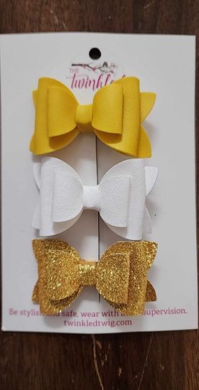 3 Pack Leather Bows - Multi