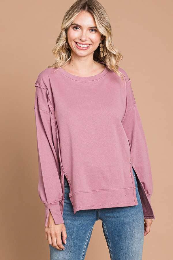 MAUVE ROUND NECK OVERSIZED