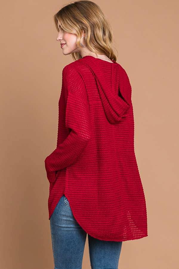 RED RELAX FIT HOODIE TOP