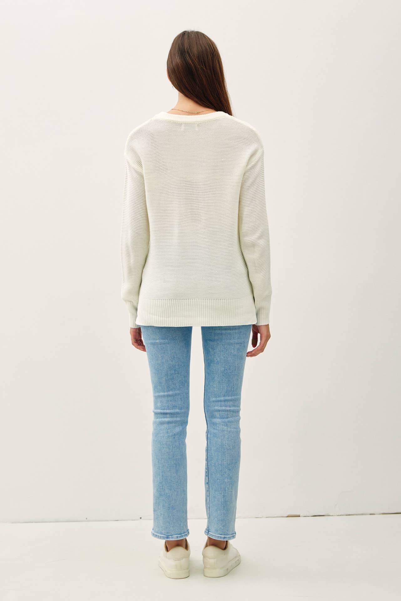 Boyfriend Fit Sweater - White