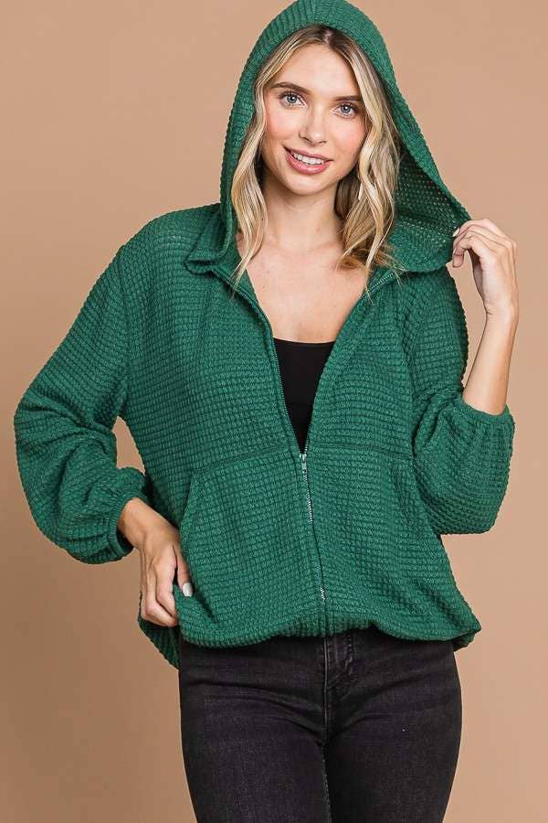 HUNTER GREEN ZIP-UP HOODIE
