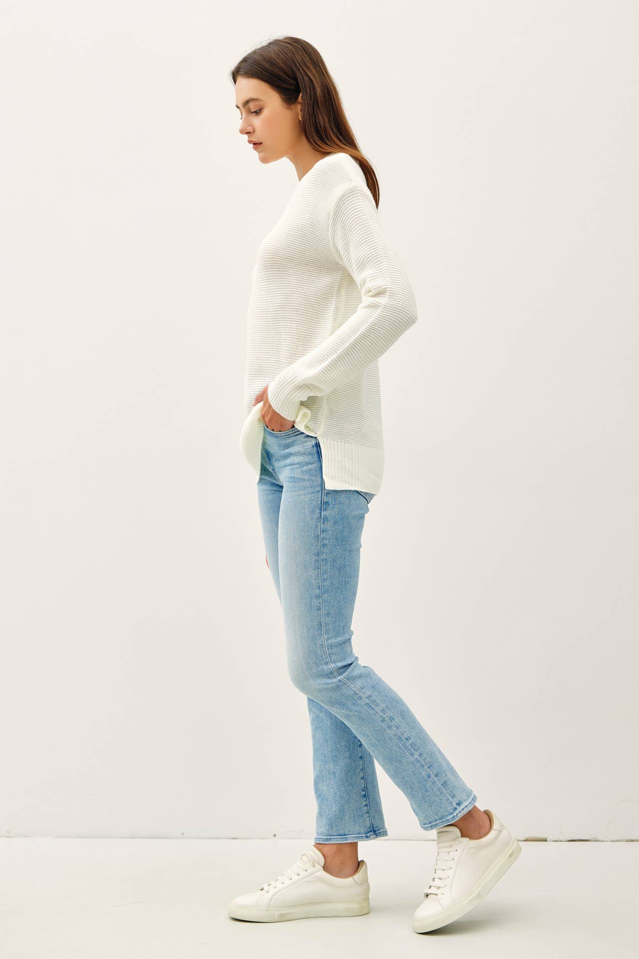 Boyfriend Fit Sweater - White