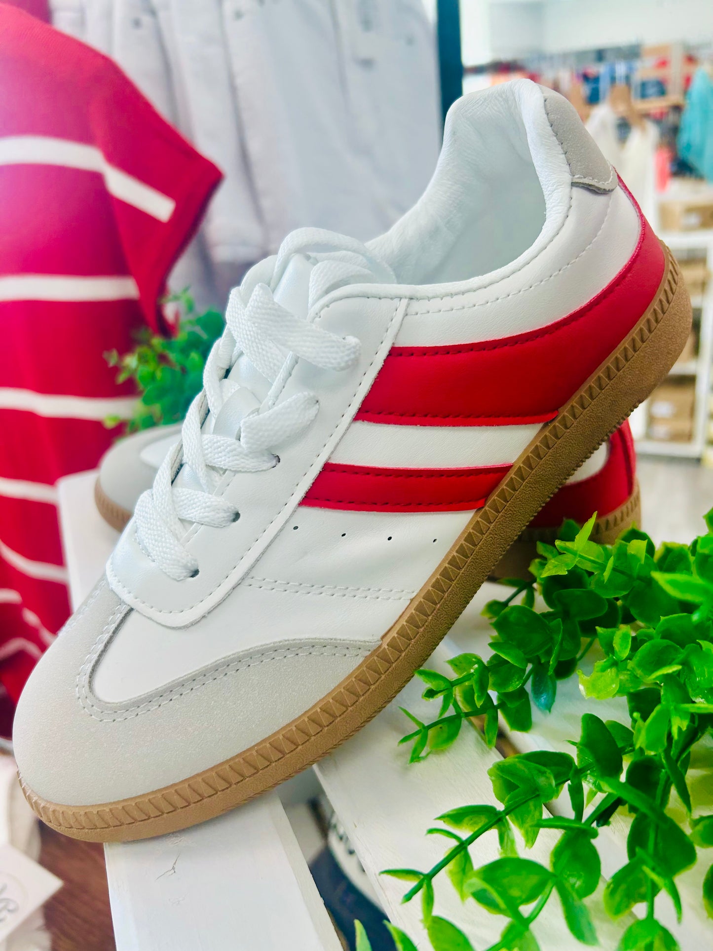 Red and White Stripe Shoe