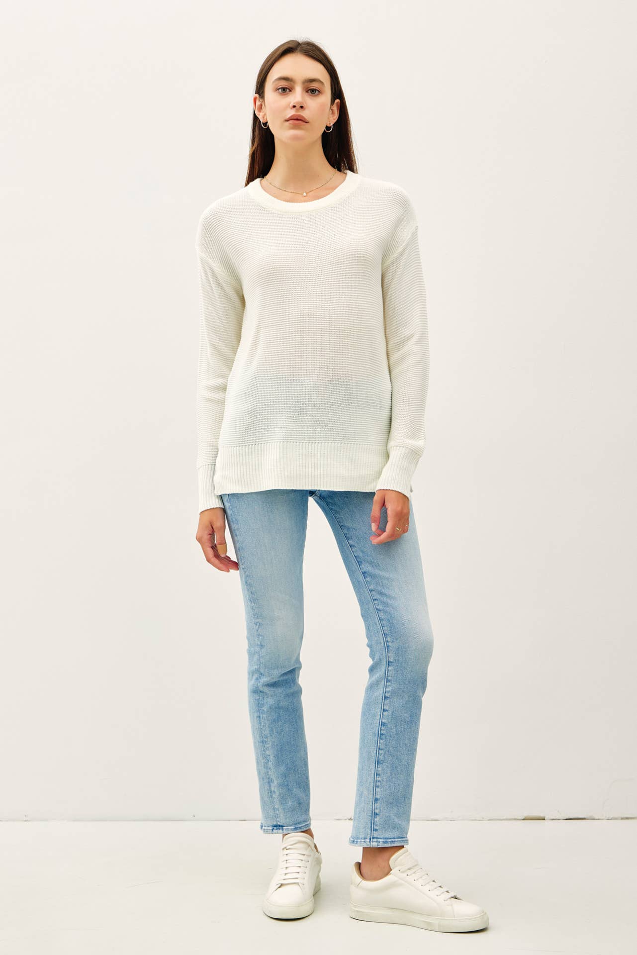 Boyfriend Fit Sweater - White