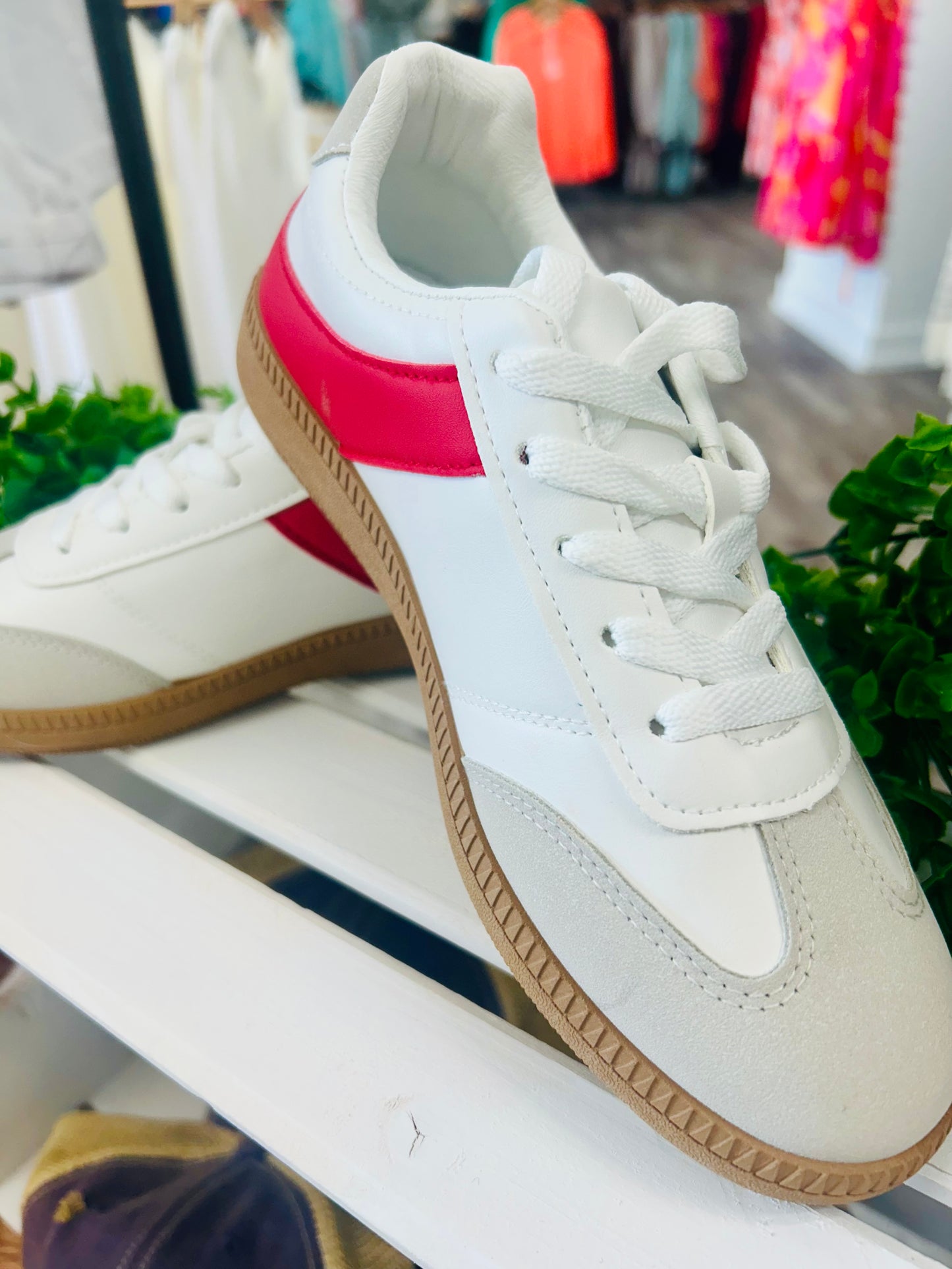 Red and White Stripe Shoe