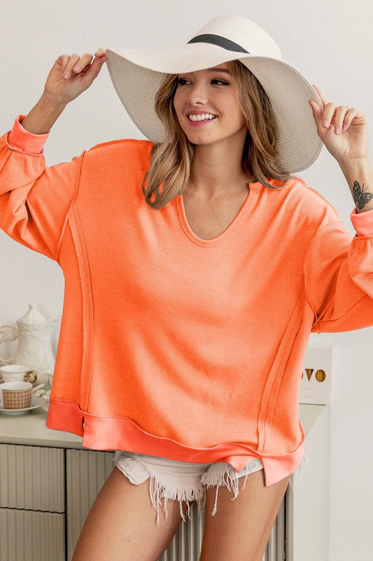 Coral Thermal VNeck Top