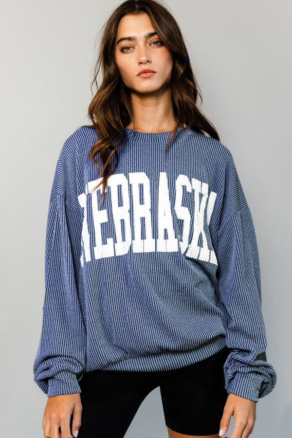 Nebraska Comfy Oversize Graphic Sweatshirt