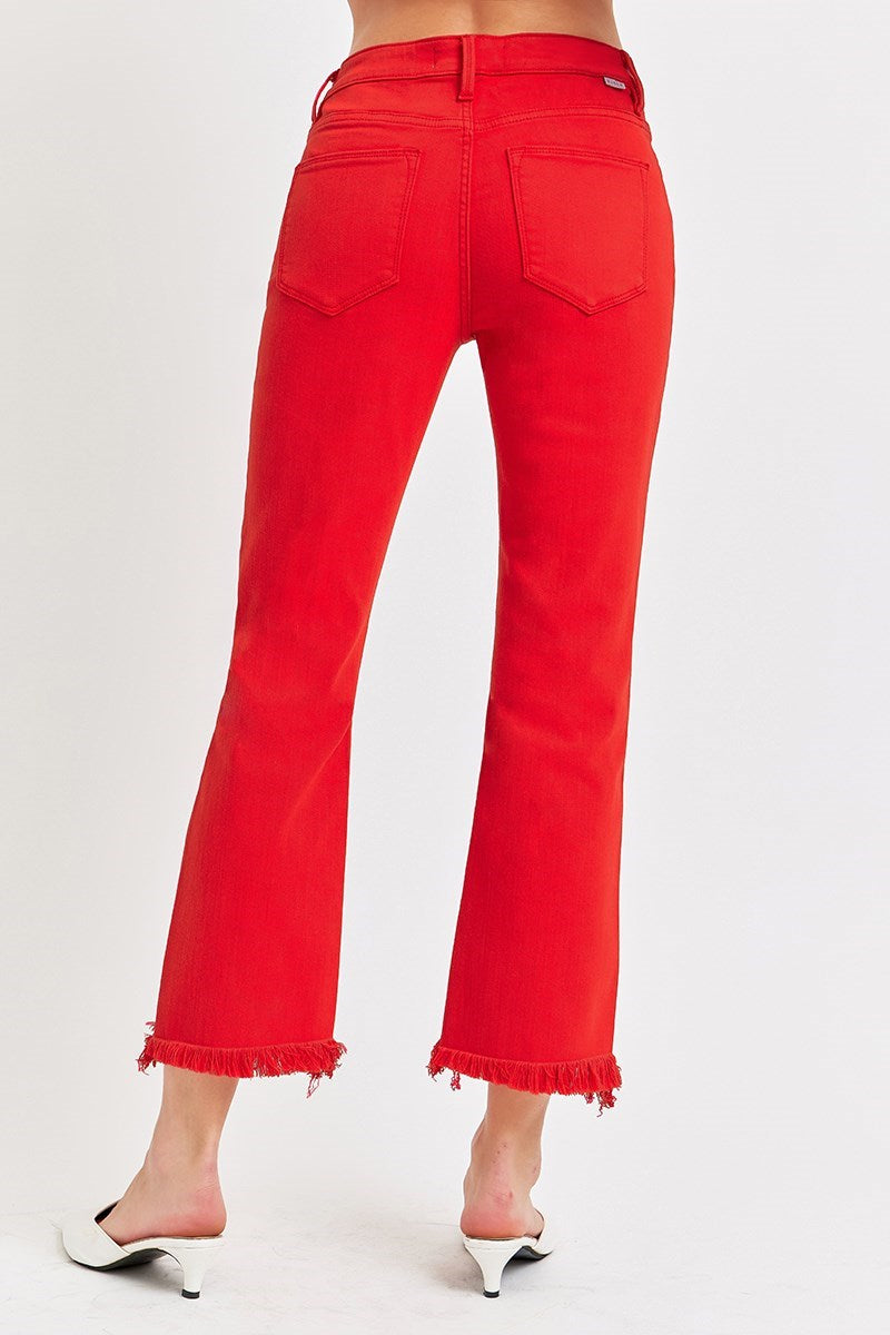 SCARLET-TUMMY CONTROL-MID RISE-CROP STRAIGHT-FRAY HEM