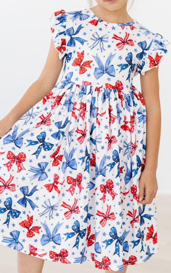 Born to Sparkle Flutter Sleeve Twirl Dress