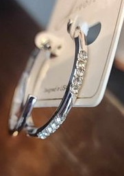 Silver Hoops with Cubic Zirconia