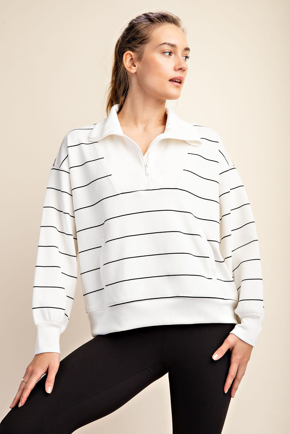 Cream and Black Quarter Zip