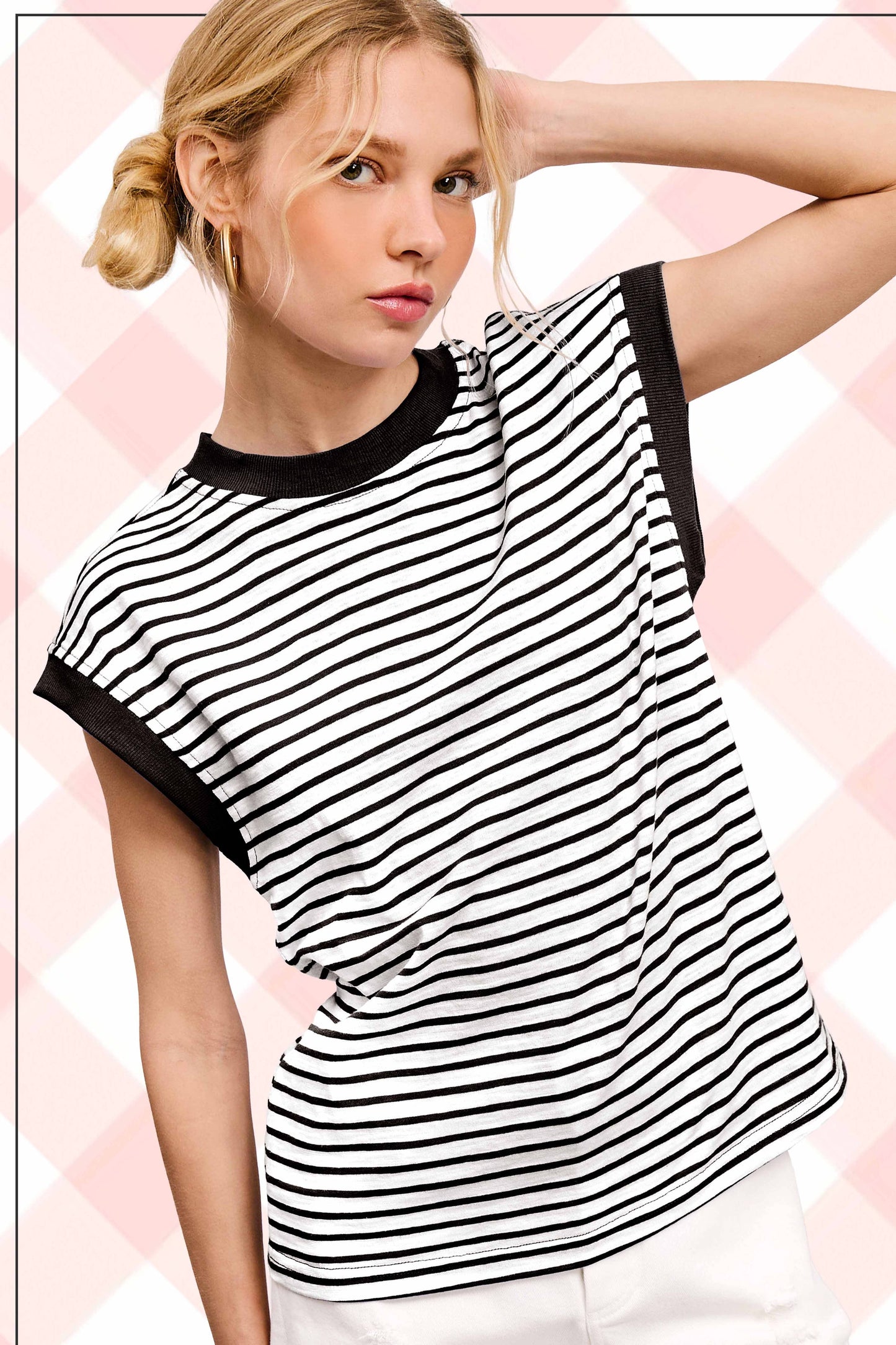 Royal Nautical Cap Sleeve Striped Top