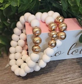 White & Gold Satin - Set of 3