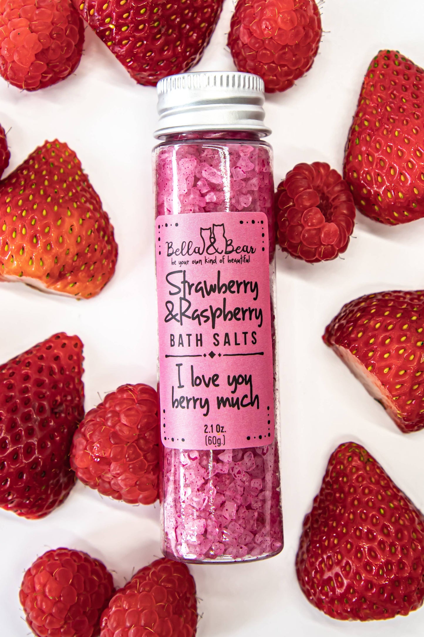MIni Travel Size Bath Salts | Stocking Stuffer : Strawberry & Raspberry
