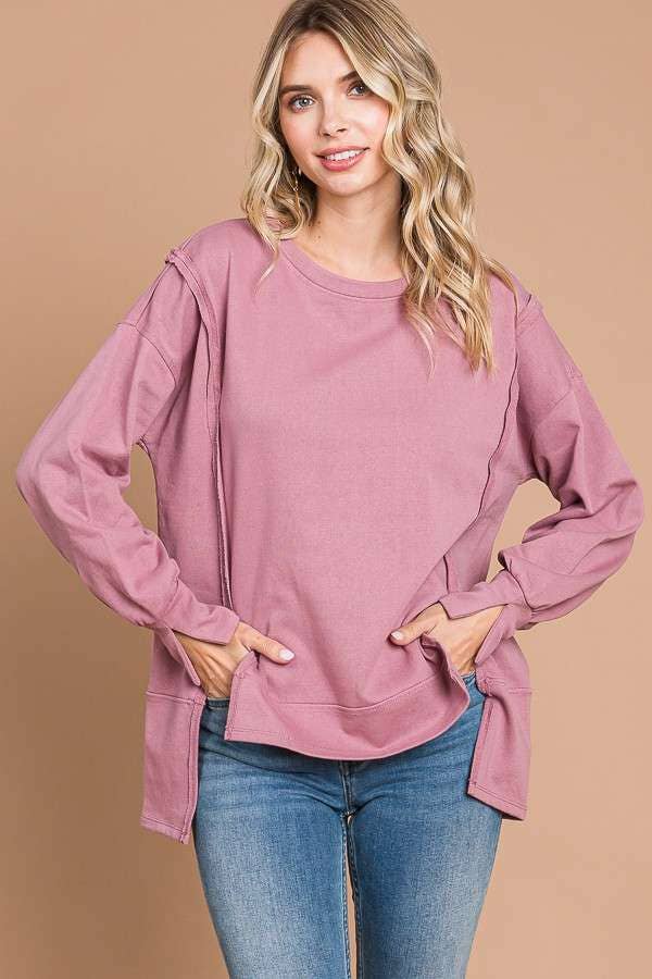 MAUVE ROUND NECK OVERSIZED