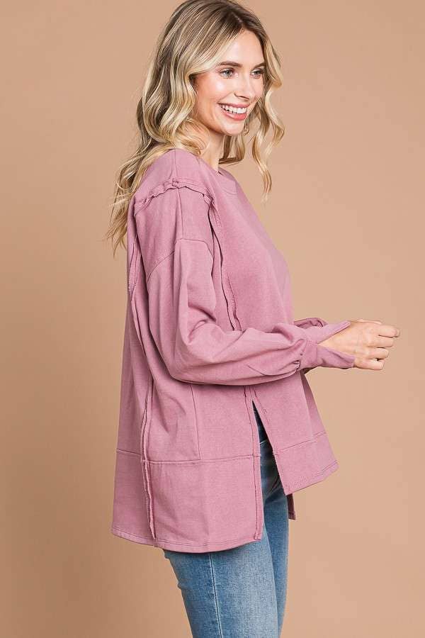 MAUVE ROUND NECK OVERSIZED