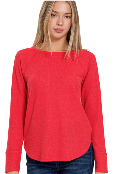 WAFFLE LONG SLEEVE TOP