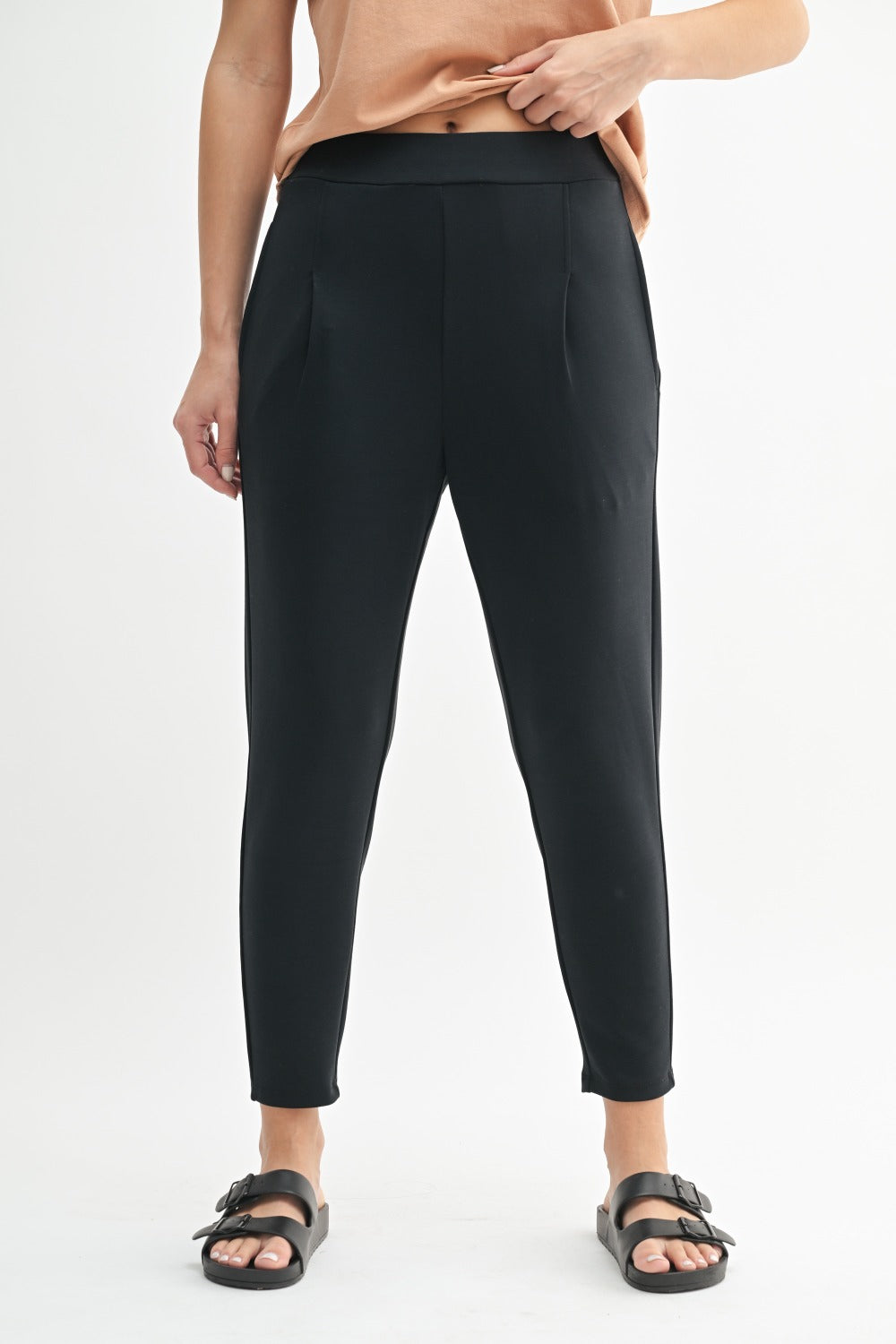 Black Pleated Scuba Tailored Pant
