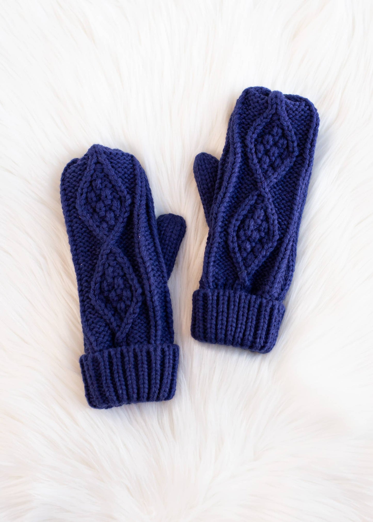 Royal Blue Cable Knit Mittens