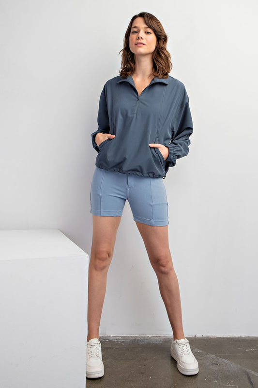 Quarter Zip Pullover Jacket - Slate Blue