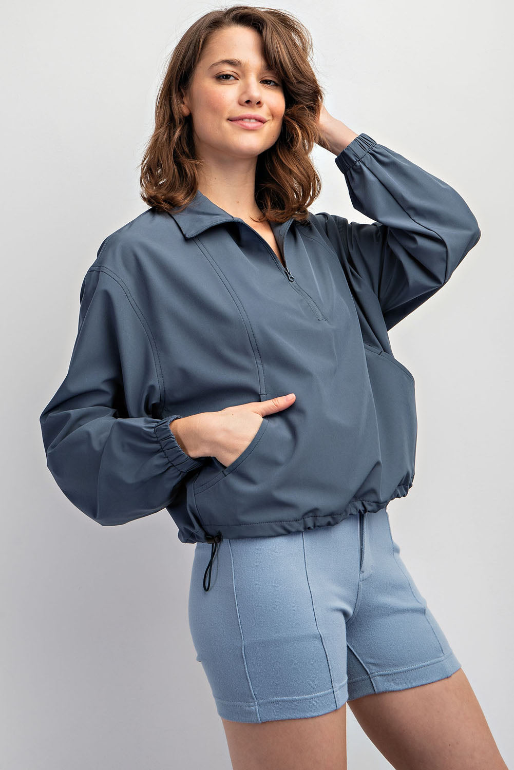 Quarter Zip Pullover Jacket - Slate Blue