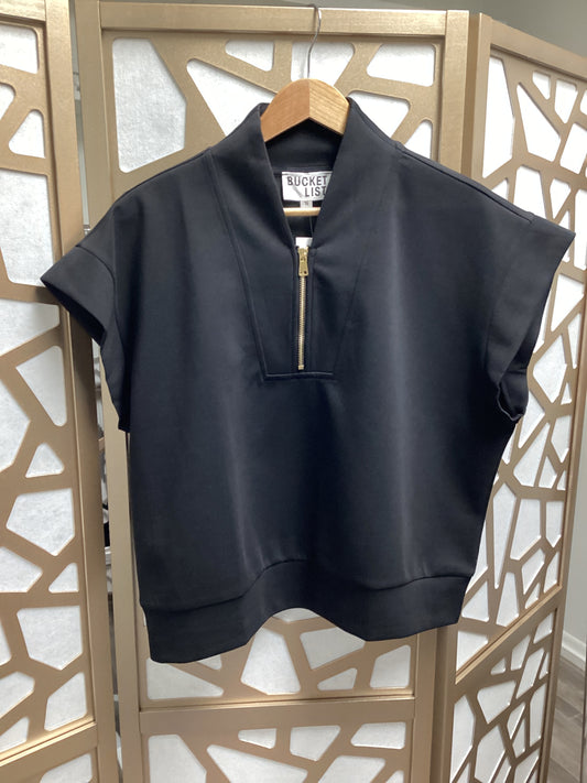 Black Scuba Quarterzip Short Sleeve