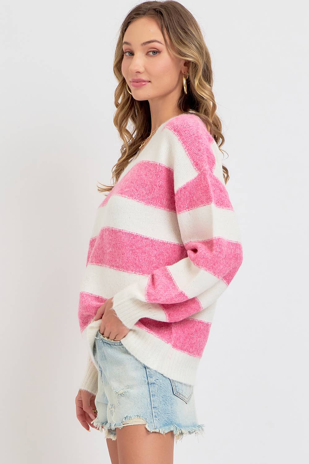 Pink Striped Sweater