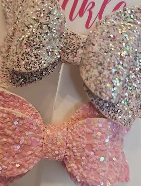 3 Pack Leather Bows - Glitter & Pig