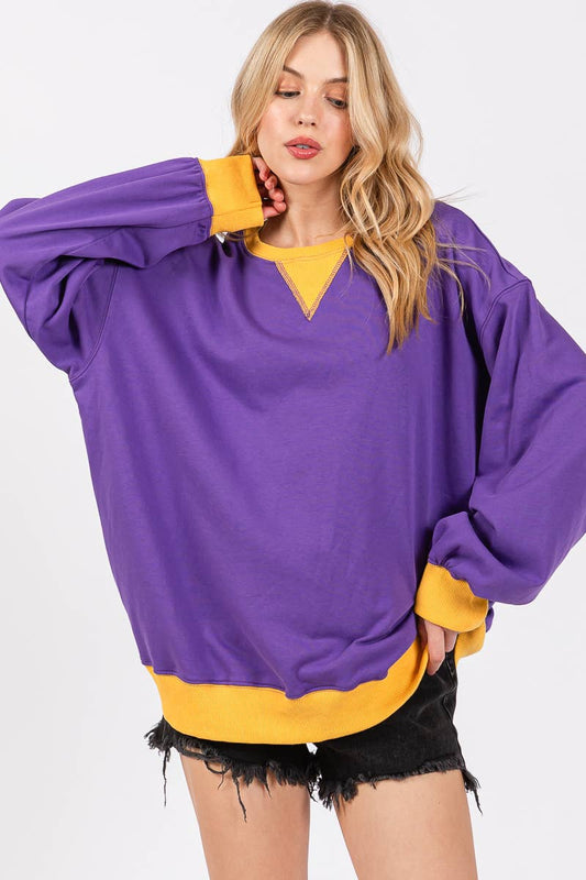 PURPLE/YELLOW GAME DAY FRENCH TERRY SWEATSHIRT