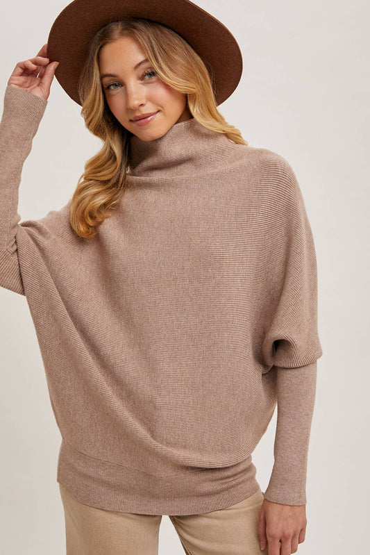 LATTE SLOUCH NECK DOLMAN SLEEVED PULLOVER