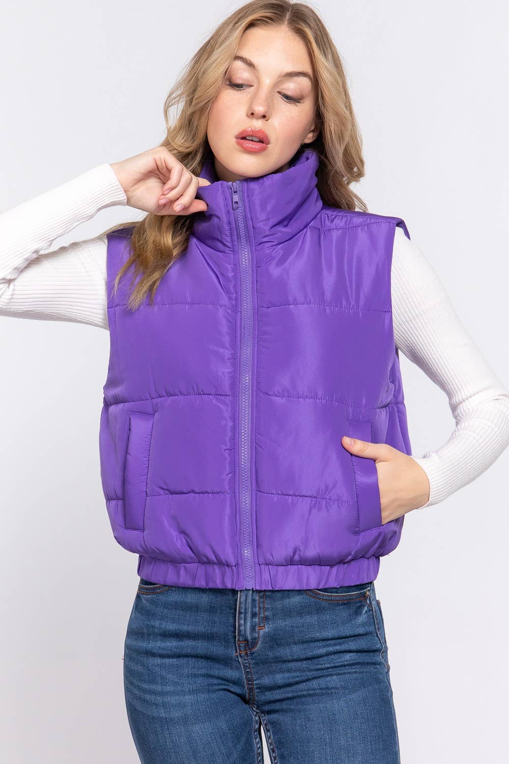 Puffer Padding Vest-Purple