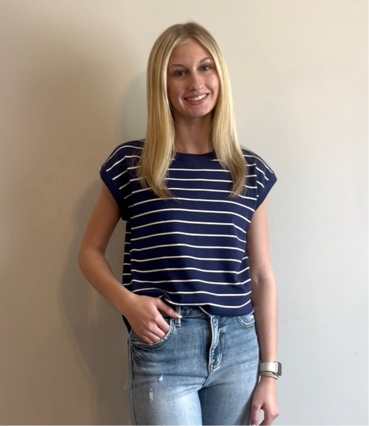 Navy and Ivory Stripe Shirt