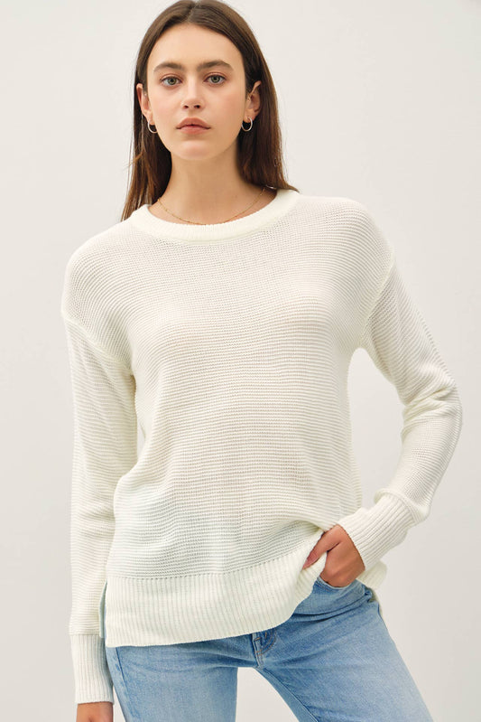 Boyfriend Fit Sweater - White