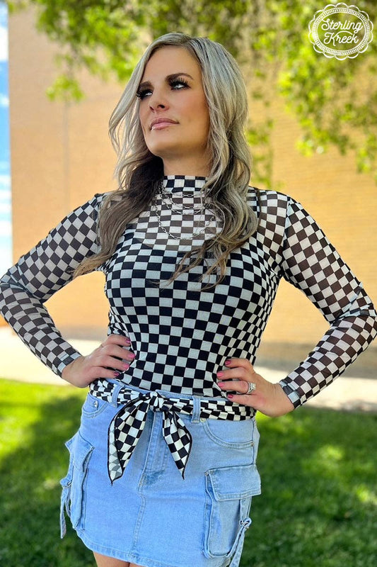 Black Checkered Top