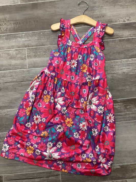 Hawaiian Floral Ruffle Cross Back Dress