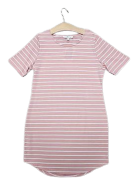 Creamy Pink Stripe T-Shirt Dress