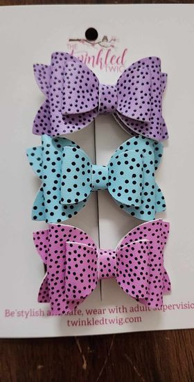 3 Pack Leather Bows - Multi