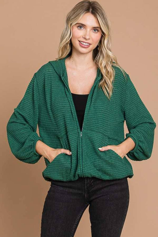 HUNTER GREEN ZIP-UP HOODIE