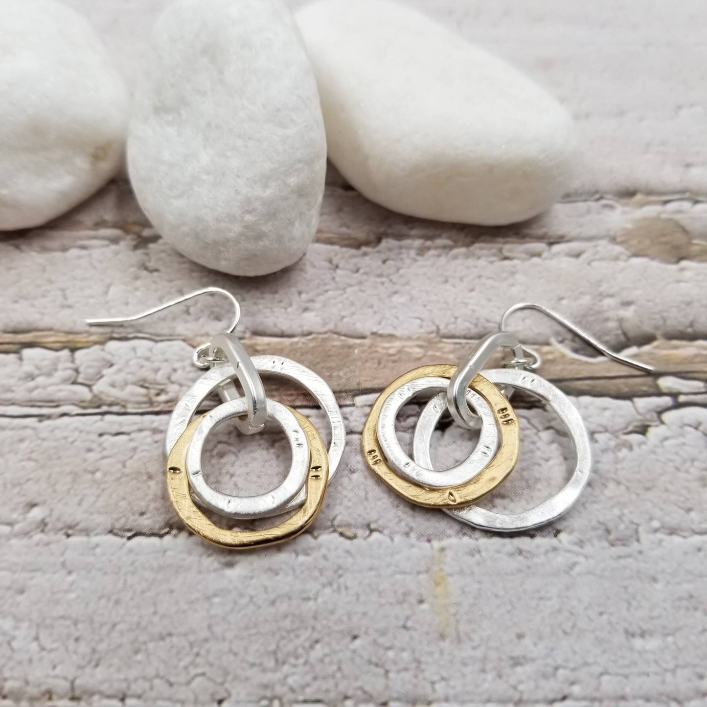 Mixed Metal Double Circular Earrings