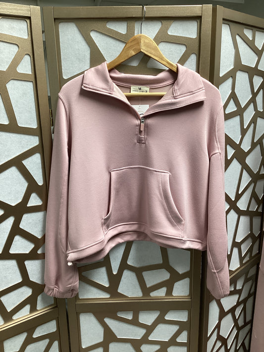 Pink Stone Accent Quarter Zip Pullover