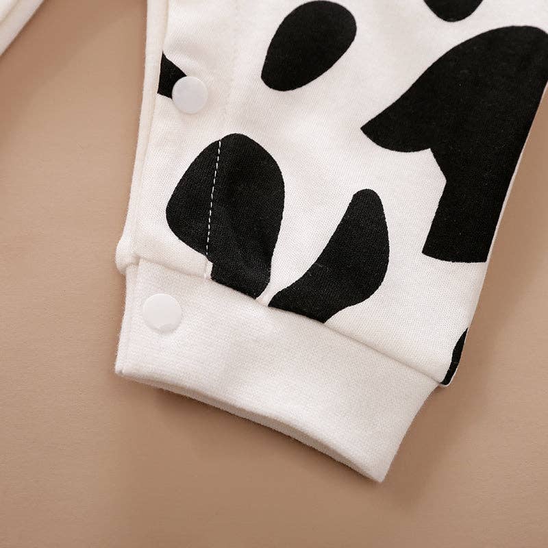 Baby Boy / Girl Cow Print Jumpsuit: White