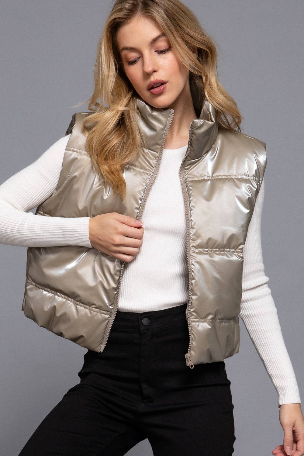 Taupe Metallic Vest